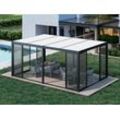 Dancover Bioklimatischer Pergola-Pavillon San Pablo mit Schiebetüren, 4x5,8m, Schwarz/Weiß