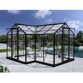 Dancover Orangerie aus Glas 11,5m², 3,73x3,73x2,32m mit Sockel, Schwarz