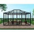 Dancover Orangerie aus Glas 12,3m², 4,27x2,88x2,75m mit Sockel, Schwarz