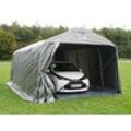 Dancover Zeltgarage Lagerzelt Garagenzelt PRO 3,6x7,2x2,68m PE mit Bodenplane Abdeckplane, Grau