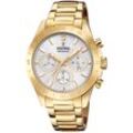 Chronograph FESTINA "Boyfriend Kollektion, F20400/1", gold (goldfarben), Armbanduhren, Damen Armbanduhr, Quarzuhr, Damenuhr, Stoppfunktion, Edelstahlarmband