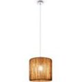 PACO HOME Pendelleuchte "Hugo Ramira", Wohnzimmer Esszimmer Rattan Optik Boho Schirm Papier E27 Modern, Lampen, weiß, Ø 33cm H: 30cm