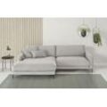 Ecksofa INOSIGN "Downtown, B/T/H: 272/190/84 cm L-Form", silber, B:272cm H:84cm T:190cm, 95% Polyester, 5% Nylon, Sofas, weicher Sitzkomfort auch in Cord und Bouclé, incl. Zierkissen