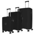 Trolleyset TRAVELITE "ORBITA 4w S/M/L", schwarz, Polypropylen, unifarben, Koffer-Sets, Hartschalen-Koffer Kofferset Reiseset Handgepäck Aufgabegepäck