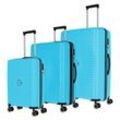 Trolleyset TRAVELITE "ORBITA 4w S/M/L", blau (türkis), Polypropylen, unifarben, Koffer-Sets, Hartschalen-Koffer Kofferset Reiseset Handgepäck Aufgabegepäck