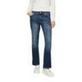 Bootcut-Jeans S.OLIVER "BEVERLY", Damen, Gr. 38, Länge 32, blau (blau stone32), Denim/Jeans, Obermaterial: 84% Baumwolle, 14% Polyester, 2% Elasthan, casual, bootcut fit lang, Jeans, in Stretch-Qualität, mit Nieten an den Taschen