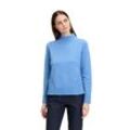 Strickpullover BETTY BARCLAY "Betty Barclay Feinstrickpullover mit Rippenstruktur" Gr. 38, blau (blau melange), Damen, Strick, Obermaterial: 50% Viskose, 27% Polyamid, 23% Polyester., Pullover, Strass