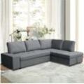 Ecksofa mit Stauraum und Bettfunktion mit Samtbezug HSP113-GRA grau