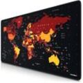 Titanwolf Gaming Mauspad XXL, glattes Stoffgewebe, Speed Mousepad 900 x 400mm große Fläche, Weltkarte rot