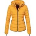 Winterjacke MARIKOO "Amber", Damen, Gr. S (36), gelb, Obermaterial: 100% Polyester, Futter: 100% Polyester, Wattierung: 100% Polyester, Ärmelfutter: 100% Polyester, kontrastfarbene Details, casual, figurbetont hüftbedeckend, Langarm verstellbar Rippstrickbündchen mit Reißverschluss, Jacken, stylische Steppjacke mit Teddyfutter