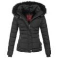 Steppjacke NAVAHOO "Chloe", Damen, Gr. XL (42), schwarz, Obermaterial: 100% Polyester; Innenmaterial: 100% Polyester; Futter: 100% Polyester; Kunstfell: 90% Polyacryl, 10% Polyester, Jacken, hochwertige Winterjacke mit abnehmbarer Kapuze