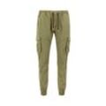 Jogginghose ALPHA INDUSTRIES "Alpha Industries Men - Jogger Cotton Twill Jogger" Gr. L, Normalgrößen, grün (olive), Herren, Obermaterial: 98% Baumwolle, 2% Elastan, Futter: 100% Baumwolle, Hosen