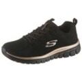 Sneaker SKECHERS "Graceful - Get Connected" Gr. 36, gold (schwarz, goldfarben), Damen, Textil, Schuhe, mit Memory Foam, Freizeitschuh, Halbschuh, Schnürschuh