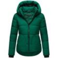 Steppjacke NAVAHOO "Lachperle XIV", Damen, Gr. L (40), grün (dunkelgrün), Obermaterial: 100% Polyester (recycelt), Futter: 100% Polyester (recycelt), Ärmelfutter: 100% Polyester (recycelt), Wattierung: 100% Polyester (recycelt), Basic, figurumspielend hüftbedeckend, hoch geschlossener Ausschnitt, Langarm Ärmel ohne Ärmelschlitz Rippbündchen, Jacken, Kurze gesteppte Damen Winterjacke mit hohem Krag