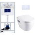 Villeroy&boch - Pack WC-Vorwandelement + Serel SM26 WC-Becken spülrandlos + Softclose WC-Deckel + Mattverchromte Platte(ViConnectSM26-3-DE)