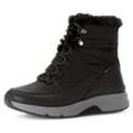 Winterboots GABOR ROLLINGSOFT Gr. 38,5, schwarz, Damen, Kalbsleder, Textil, Schuhe, Keilabsatz, Schnürboots, Outdoorsch, Ösen, Bergsteigerlook