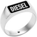 Fingerring DIESEL "Schmuck Geschenk Edelstahl Siegelring Black Agate Signet, DX1512040" Gr. 63, schwarz (edelstahlfarben, schwarz, schwarz), Fingerringe, Damen, 63, Edelstahl, mit Achat