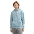 Hoodie TOM TAILOR DENIM Gr. L, light grau mint, Herren, Sweatware, Obermaterial: 70% Baumwolle, 30% Polyester, bedruckt, Sweatshirts, mit großem Logoprint