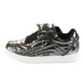 Plateausneaker BUFFALO "LIBERTY SOCCER vegan" Gr. 37, silber (silberfarben), Damen, Lacklederimitat, glänzend, metallic, Schuhe, Schnürschuh, Halbschuh, Freizeitsneaker in Metallic-Optik