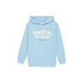 Hoodie S.OLIVER JUNIOR Gr. 134/140, blau, Jungen, Obermaterial: 90% Baumwolle, 10% Polyester, Sweatshirts, mit Statement-Print, for Kids