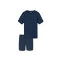 Pyjama SCHIESSER "Pyjama Casual Essentials", Herren, Gr. L, blau (dunkelblau), Obermaterial: 100% Baumwolle CO., Homewear-Sets