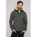 Kapuzensweatjacke CAMP DAVID, Herren, Gr. S, grau, Material: 70% Baumwolle, 24% Polyester, 6% Elasthan, bedruckt, bestickt, casual, lässig geschnitten normal, Langarm eingesetzt Rippbündchen, Sweatjacken, mit Reißverschlusstaschen