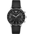 Chronograph EMPORIO ARMANI "AR11243", schwarz, Armbanduhren, Herren, Quarzuhr, Armbanduhr, Herren, Stoppfunktion, Datum, Lederarmband