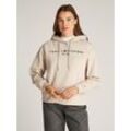 Kapuzensweatshirt TOMMY HILFIGER "MDRN REG CORP LOGO HOODIE", Damen, Gr. S (36), beige (classic beige), Sweatware, Obermaterial: 64% Baumwolle, 36% Polyester, unifarben, casual, regular fit hüftlang, Langarm Bündchen, Sweatshirts, mit gesticktem Logo-Schriftzug