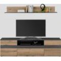 Lowboard HBZ "Taylor TV bis zu 70 Zoll, BxHxT 180x52x38 cm", anthrazit, evoke oak tiefzieh, B:180cm H:52cm T:38cm, Holzwerkstoff, Sideboards, Schrank mit 3 Klappen, 1 offenes Fach, 2 Schubkästen