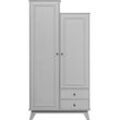 Garderobenschrank WOOOD "Lily", grau, B:98cm H:190cm T:41cm, Holzwerkstoff, Schränke, massives Kiefernholz, mit Kleiderstange, H 190 cm x B 98 cm