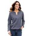 Langarmshirt INSPIRATIONEN "Druck-Shirt" Gr. 38, blau (marine, ecru, bedruckt), Damen, 50% Baumwolle, 50% Modal, gemustert, mehrfarbig, bedruckt, Shirts