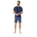 Shorty MEY "STRAIGHT", Herren, Gr. XL, blau (yacht blau), Single Jersey, Obermaterial: 100% Baumwolle, casual, Kurzarm, Homewear-Sets, Kurzarm-Shirt mit Brusttasche