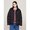 Steppjacke TOMMY JEANS "TJW ALASKA PUFFER EXT" Gr. L (40), schwarz, Damen, Web, Obermaterial: 100% Polyester. Futter: 100% Polyester. Wattierung: 90% Daunen, 10% Federn, unifarben, Jacken, mit Logostickereien