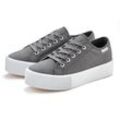 Sneaker LASCANA, Damen, Gr. 36, grau (anthrazit), Obermaterial: 100% Textilmaterial. Futter: 100% Textilmaterial. Decksohle: 100% Textilmaterial. Laufsohle: 100% Synthetik, unifarben, casual, Schuhe, Schnürhalbschuh, Freizeitschuh aus Textil mit Plateausohle