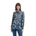 Hemdbluse BETTY & CO "Betty & Co Hemdbluse mit Print", Damen, Gr. 36, blau (blau, camel), Obermaterial: 100% Viskose., modisch, figurumspielend normal, Kurzarm, Blusen