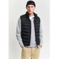 Steppweste GANT "LIGHT GILET" Gr. L, schwarz, Herren, Web, Obermaterial: 100% Polyester, unifarben, Westen, im Streifen-Stepp-Look