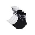 Kurzsocken ADIDAS ORIGINALS "Socken 3-Streifen Cushioned Crew 6er Pack", Damen, Gr. 43, schwarz (schwarz, weiß), Obermaterial: 62% Baumwolle CO. 36% Polyester Pol. recyc.. 1% Elasthan EL. 1% Nylon NY., Socken