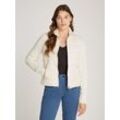 Steppjacke TOMMY HILFIGER "LW DOWN FEMININE GLOSS KNIT JKT" Gr. L (40), weiß (ivory petal), Damen, Obermaterial: 100% Polyamid, unifarben, Jacken, mit leichter Wattierung