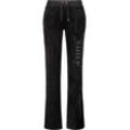 Sweathose JUICY COUTURE "LAYLA PANT JEWELLED Damen", Damen, Gr. L, EURO-Größen, schwarz, 95% POLYESTER 5% ELASTAN, figurbetont, Hosen, Trainingshose Damen, Sweathose, Velour, Jogginghose mit Glitzer, Sale