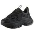 Plateausneaker BUFFALO "TRAIL ONE", Damen, Gr. 37, schwarz, Lederimitat, Nubuklederimitat, Mesh, sportlich, Schuhe, Schnürschuh, Chunky Sneaker, Halbschuh mit Plateausohle