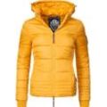 Winterjacke MARIKOO "Sole", Damen, Gr. S (36), gelb, Oberstoff: 100% Polyester, Futter: 100% Polyester, Wattierung: 100% Polyester, Ärmelfutter: 100% Polyester, modisch, tailliert hüftbedeckend, Langarm Ärmel ohne Ärmelschlitz Rippstrickbündchen, Jacken, modisch taillierte Damen Steppjacke für den Winter