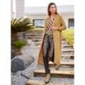 Longstrickjacke HEINE, Damen, Gr. 38, gelb (camel, meliert), 76% Polyester, 15% Polyamid, 6% Wolle, 3% Elasthan, unifarben, meliert, Langarm, Strickjacken