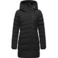 Wintermantel RAGWEAR "Teela", Damen, Gr. L (40), schwarz, Außenmaterial: 100% Polyester, Innenfutter: 100% Polyester, Wattierung: 100% Polyester, modisch, figurumspielend ca. Mitte Oberschenkel, Langarm Ärmel ohne Ärmelschlitz Rippstrickbündchen, Mäntel, Wasserdichter Steppmantel mit hohem Kragen