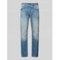 Cropped Slim Fit Jeans mit Ketten-Detail