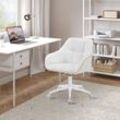 Bürostuhl, Homeoffice Stuhl, Schminkstuhl höhenverstellbar, Drehstuhl mit mit Bouclé-Sitz, 150 kg belastbar, Creme+Beige - Woltu