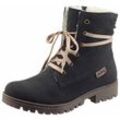 Winterboots RIEKER, Damen, Gr. 40, blau (nachtblau), Nubuklederimitat, unifarben, casual, Schuhe, Winterboots, Warmfutter, mit schaftumspielender Schnürung