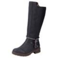 Winterstiefel RIEKER, Damen, Gr. 36, Normalschaft, schwarz, Lederimitat, modisch, Schuhe, Langschaftstiefel, Blockabsatz, TEX-Membran, seitlicher Stretch