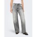 High-waist-Jeans ONLY "ONLMADISON BLUSH HW WID DNM REA0938 NOOS" Gr. XS (34), Länge 32, blau (light grau denim), Damen, Denim/Jeans, Obermaterial: 82% Baumwolle, 16% Polyester, 2% Elasthan, unifarben, Jeans