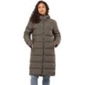 Daunenmantel JACK WOLFSKIN "FROZEN PALACE COAT W", Damen, Gr. XL (46), braun (cold coffee), Obermaterial: 100% Polyester. Futter: 100% Polyester. Füllung: 90% Entendaune, 10% Federn, sportlich, hoch geschlossener Ausschnitt, Langarm, Mäntel, mit Kapuze