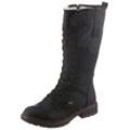 Schnürstiefel RIEKER, Damen, Gr. 37 (4,5), Normalschaft, schwarz, Nubuklederimitat, Filz, unifarben, Schuhe, Winterstiefel, Blockabsatz, Warmfutter, mit Tex-Ausstattung